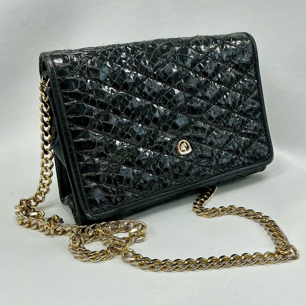Luxurious Black and Gold Quilted Crossbody Bag